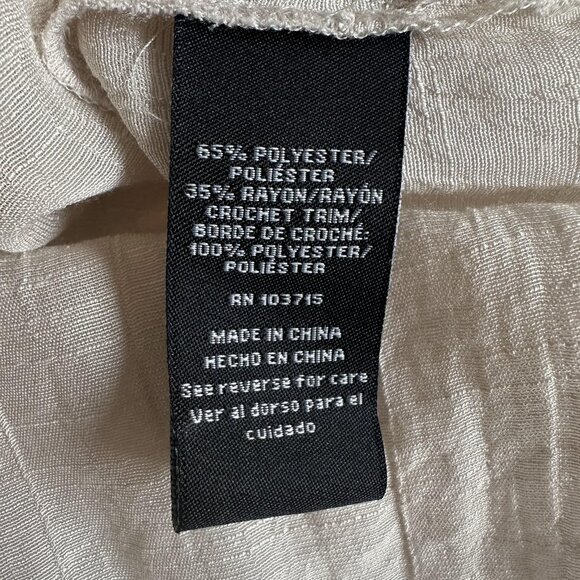 Zac & Rachel Blouse Womens XL Beige Crochet Peasant Boho Flowy Cottagecore‎ - Picture 6 of 9